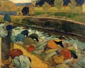 保罗 高更 : Washerwomen at the Roubine du Roi, Arles